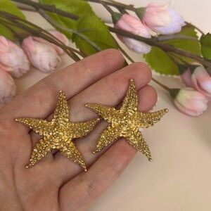 Gold Starfish Earrings Beach Jewelry